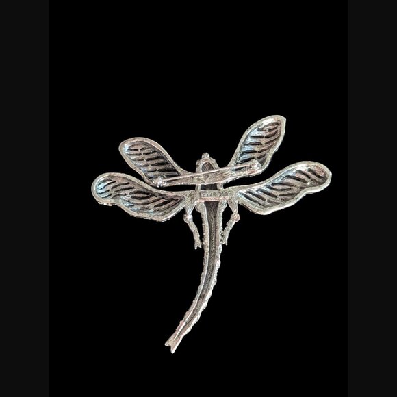 Vintage Ciner Signed Large Silver Tone Dragon Fly Brooch 3.75" - Picture 2 of 8